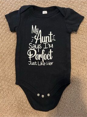 Black 'My Aunt Says I'm Perfect' Baby Bodysuit